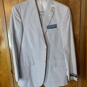 Jos. A. Bank White and Blue Pinstripe Suit